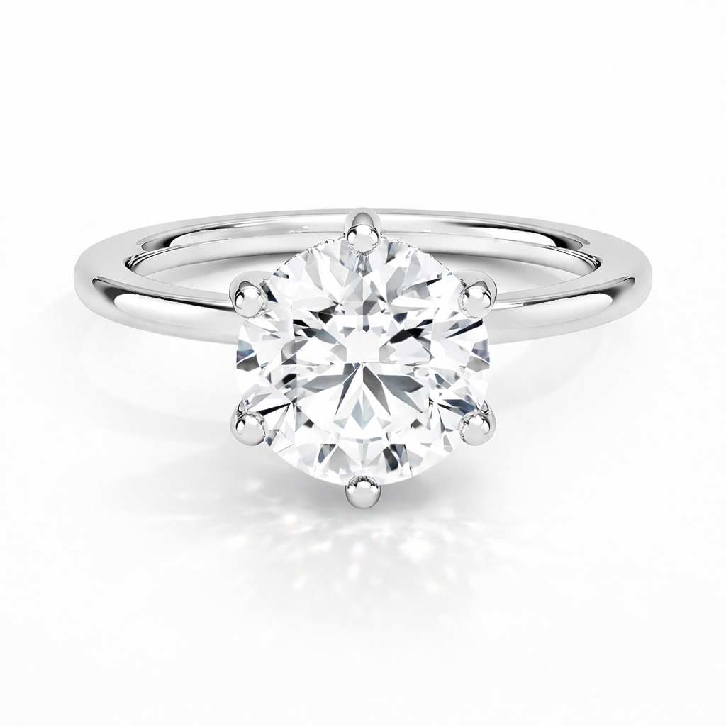 Sveta - Brilliant Solitär hidden halo Verlobungsring aus 14k Weißgold mit einem funkelnden, natürlichen Diamanten - handgefertigt & nachhaltig - von Labgrownlove 