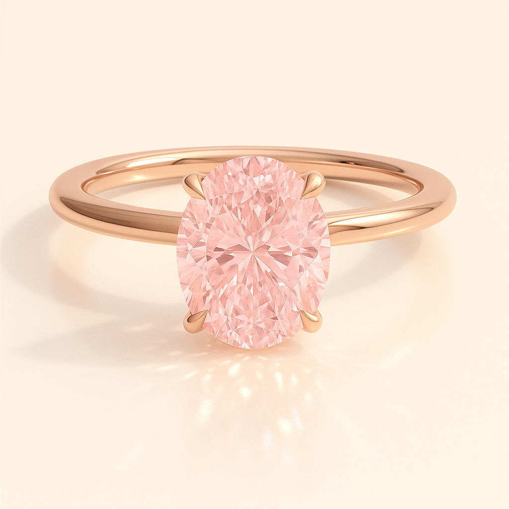 KYRA – Ovaler Solitär, 14K Verlobungsring mit einem laborgezüchteten 
fancy rosa Diamanten von Labgrownlove