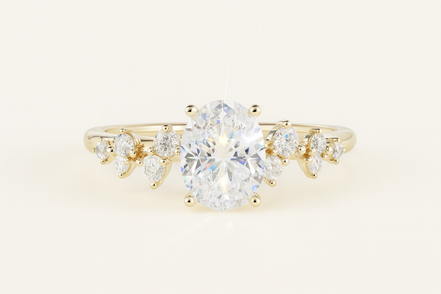 Floral – Oval Verlobungsring, Laborgezüchteter Diamant