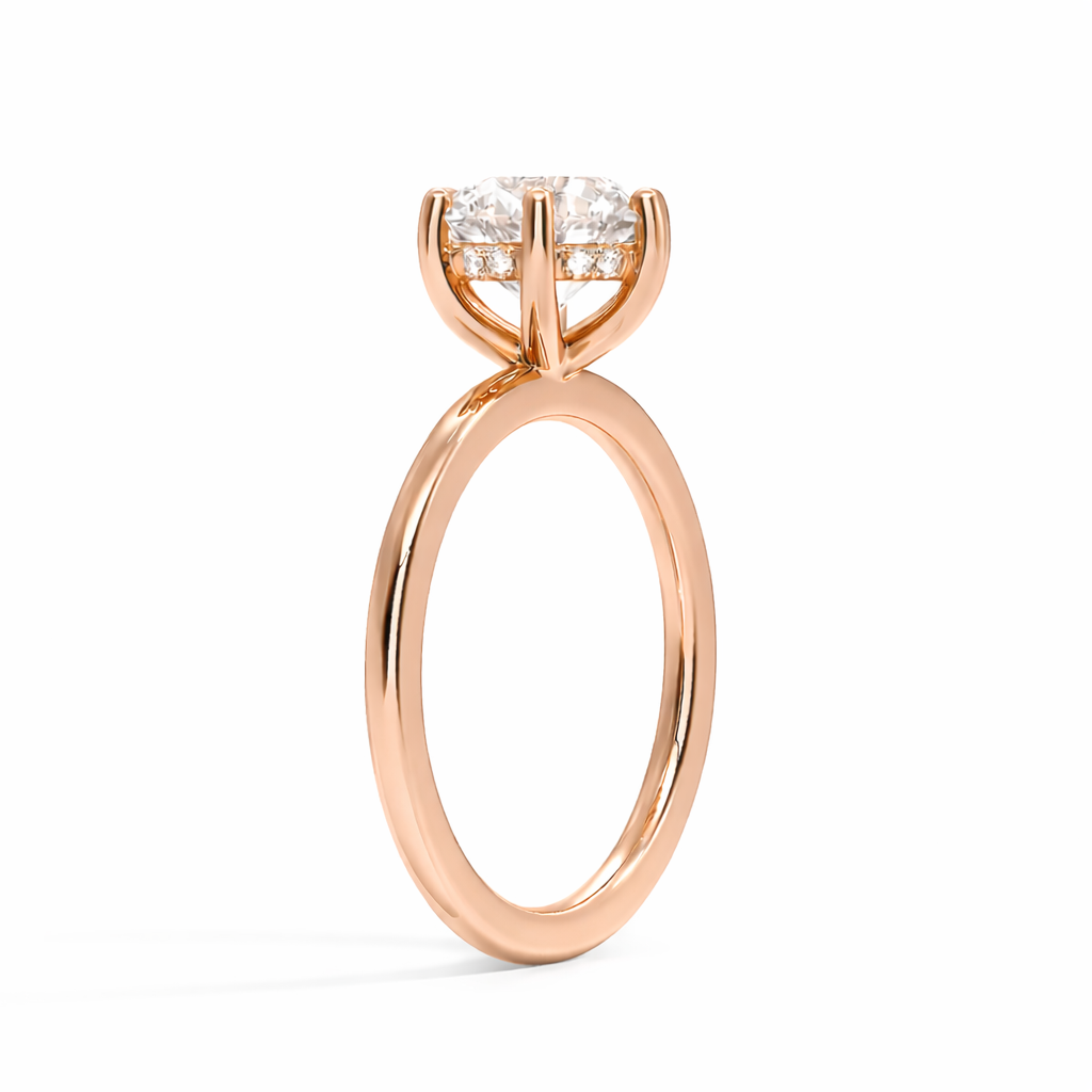 Sveta - Brilliant Solitär hidden halo Verlobungsring aus 14k Roségold mit einem funkelnden, natürlichen Diamanten - handgefertigt & nachhaltig - von Labgrownlove 