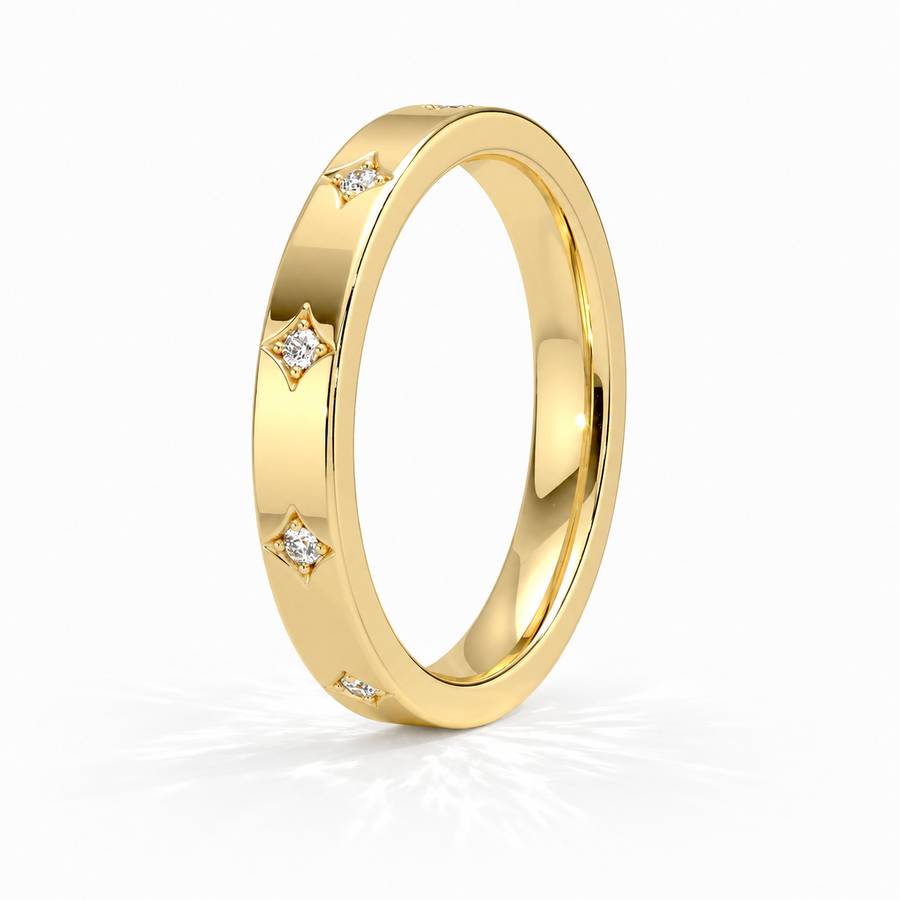 Ehering aus 14 Karat Gelbgold mit runden Labordiamanten