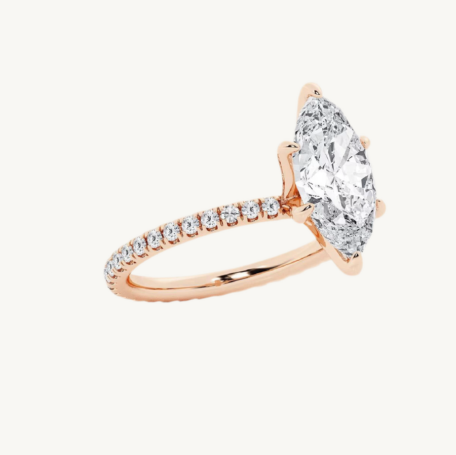 Marquise Verlobungsring aus 14 Karat Roségold mit Labordiamant