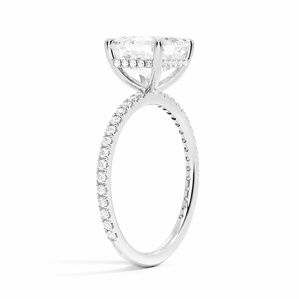 Taylor - Asscher Pavé Verlobungsring aus 14k Weißgold mit einem funkelnden, laborgezüchteten Diamanten - handgefertigt & nachhaltig - von Labgrownlove 