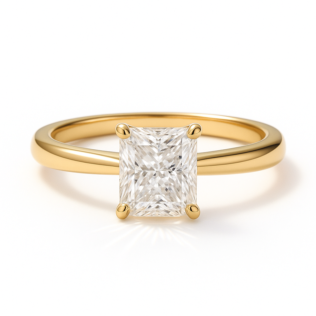 Veronica Radiant Solitär Verlobungsring aus 14k Gelbgold mit einem funkelnden, laborgezüchteten Diamanten – handgefertigt, nachhaltig, von Labgrownlove