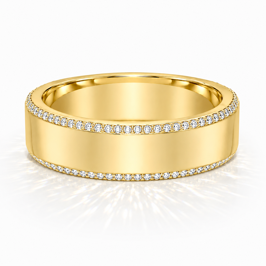 Ehering aus 14 Karat Gelbgold mit runden Labordiamanten