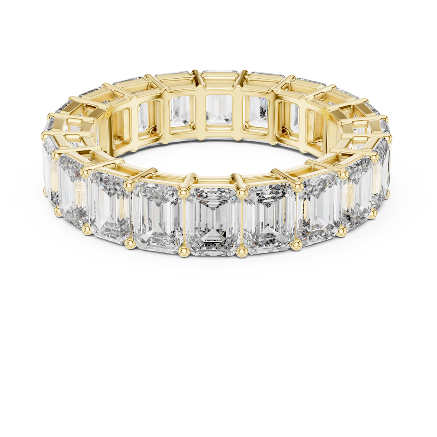 Memoire-Ring aus Gelbgold mit Labordiamanten im Emerald-Schliff
