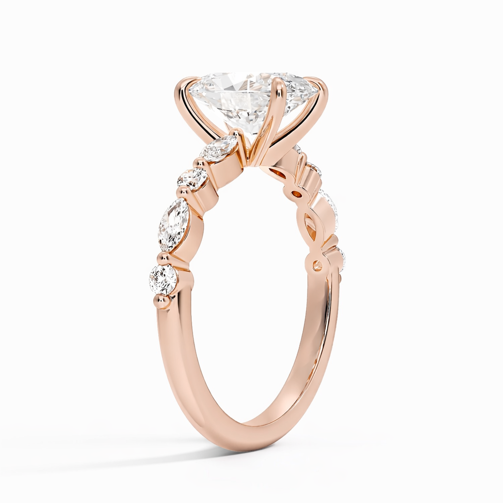 Chelsea - Oval Pavé Verlobungsring aus 14k Roségold mit einem funkelnden, laborgezüchteten Diamanten - handgefertigt & nachhaltig - von Labgrownlove 
