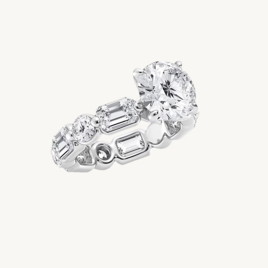 Runder Verlobungsring aus 14 Karat Weißgold mit Labordiamant