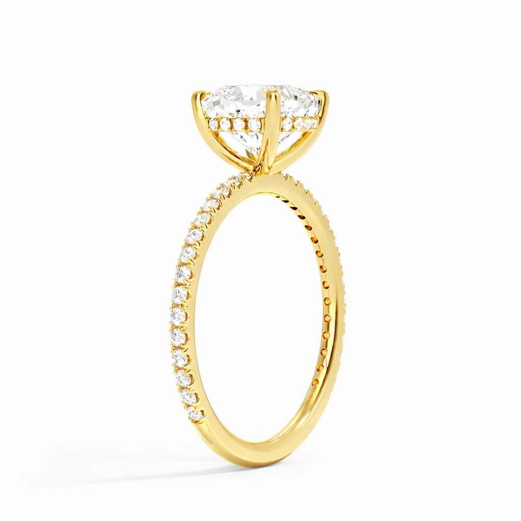 Stella - Elongated Cushion hidden Halo Pavé Laborgezüchteter Diamant