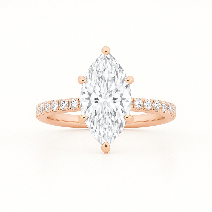 Marquise Verlobungsring aus 14 Karat Roségold mit Labordiamant