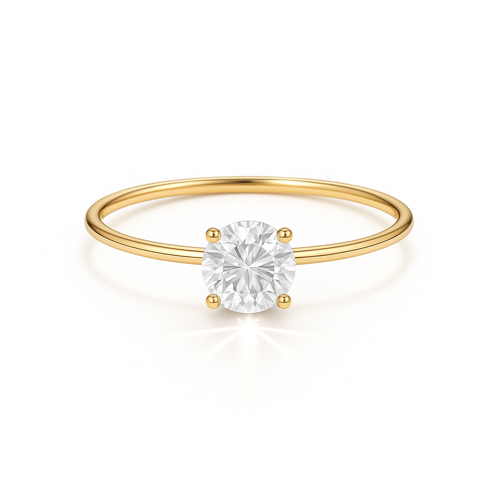 Emilia Brilliant Solitär Verlobungsring aus 14 Karat Gelbgold mit einem funkelnden, laborgezüchteten Diamanten – handgefertigt, nachhaltig, von Labgrownlove