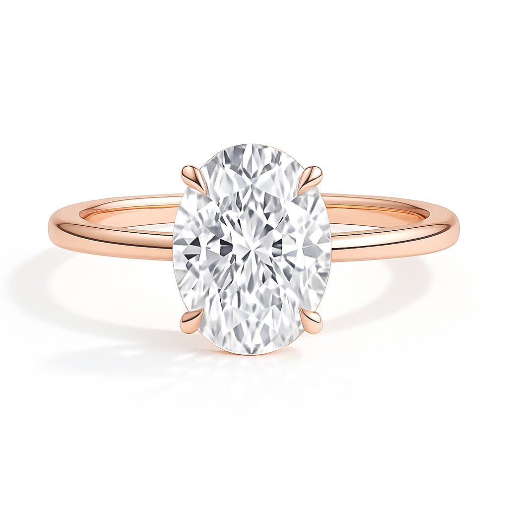 Lucy Oval Solitär hidden Halo Verlobungsring aus 14k Roségold mit einem funkelnden, laborgezüchteten Diamanten – handgefertigt, nachhaltig, von Labgrownlove