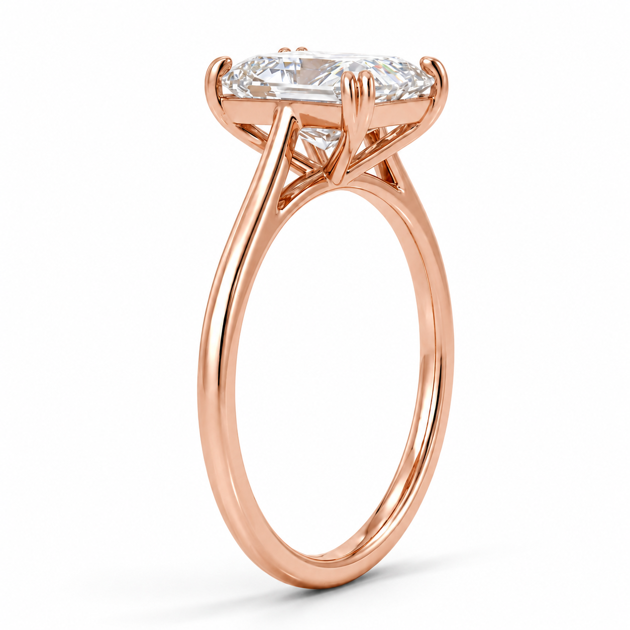 Grace - Radiant Solitär Cathedral Verlobungsring aus 14k Roségold mit einem funkelnden, Laborgezüchteten Diamanten - handgefertigt & nachhaltig - von Labgrownlove 