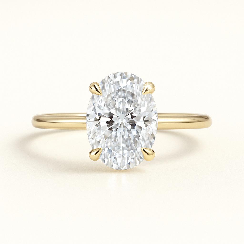 Stacy – Oval Solitär Verlobungsring, natürlicher Diamant