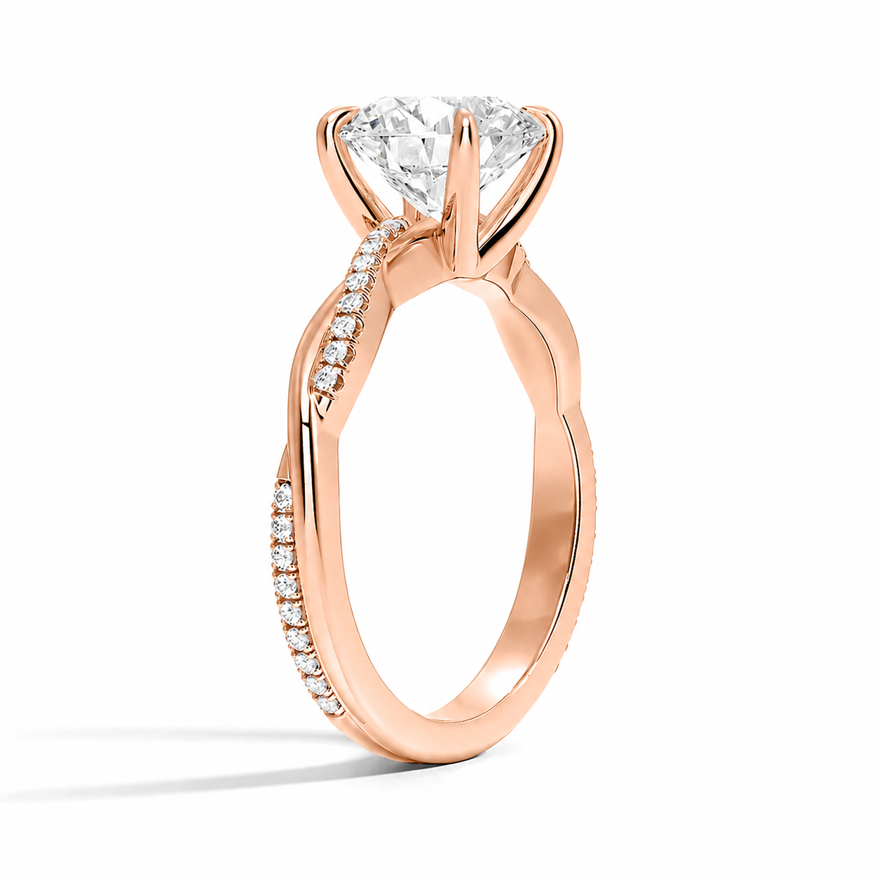 Eliana Twist Pave Verlobungsring aus 14k Rosegold mit einem funkelnden, laborgezüchteten Diamanten – handgefertigt, nachhaltig, von Labgrownlove - Seite