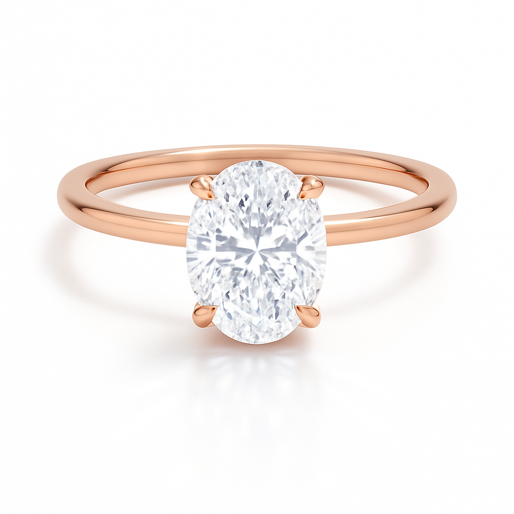 Mira Oval Solitär Verlobungsring aus 14k Roségold mit einem funkelnden, laborgezüchteten Diamanten – handgefertigt, nachhaltig, von Labgrownlove