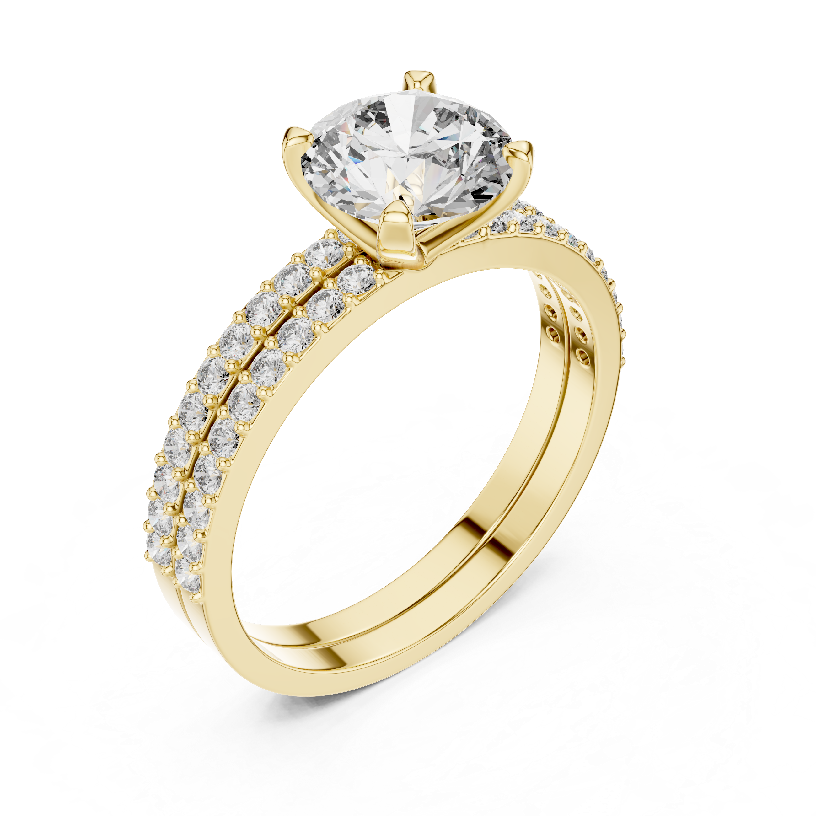 Diamond ring with clusters small diamonds  in gold