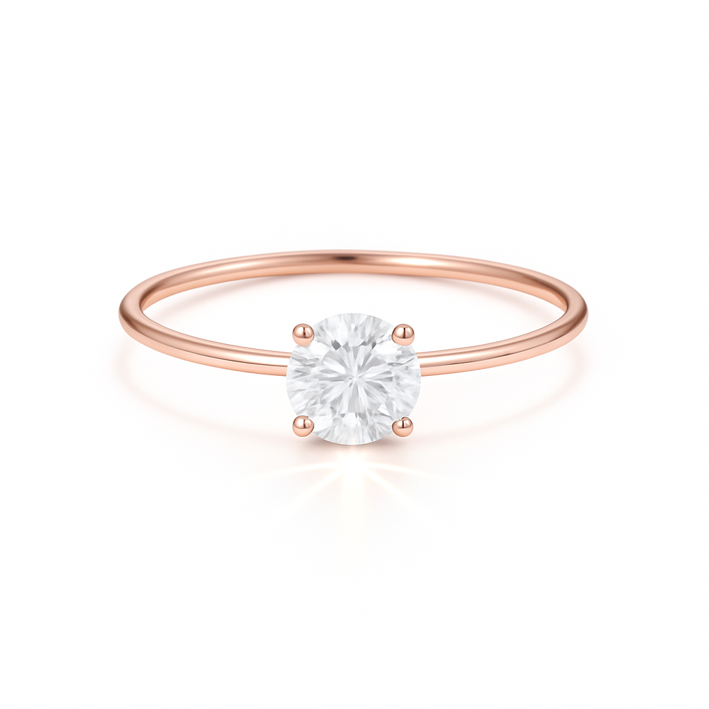 Emilia Brilliant Solitär Verlobungsring aus 14 Karat Roségold mit einem funkelnden, laborgezüchteten Diamanten – handgefertigt, nachhaltig, von Labgrownlove
