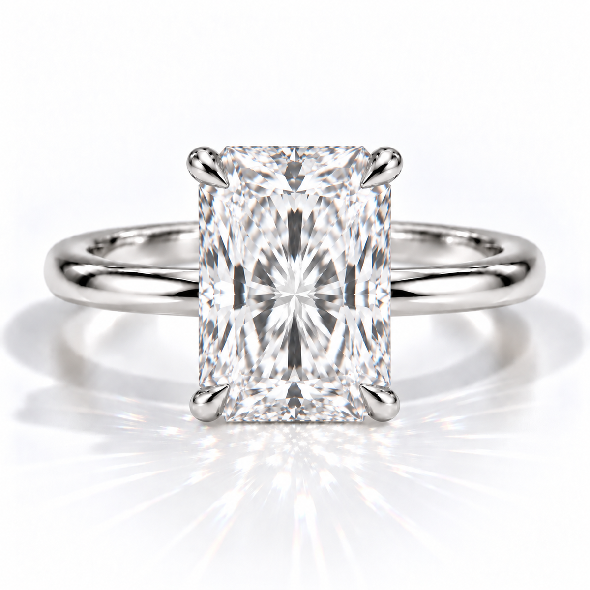 Radiant Solitär-Verlobungsring aus 14 Karat Weißgold mit Labordiamant