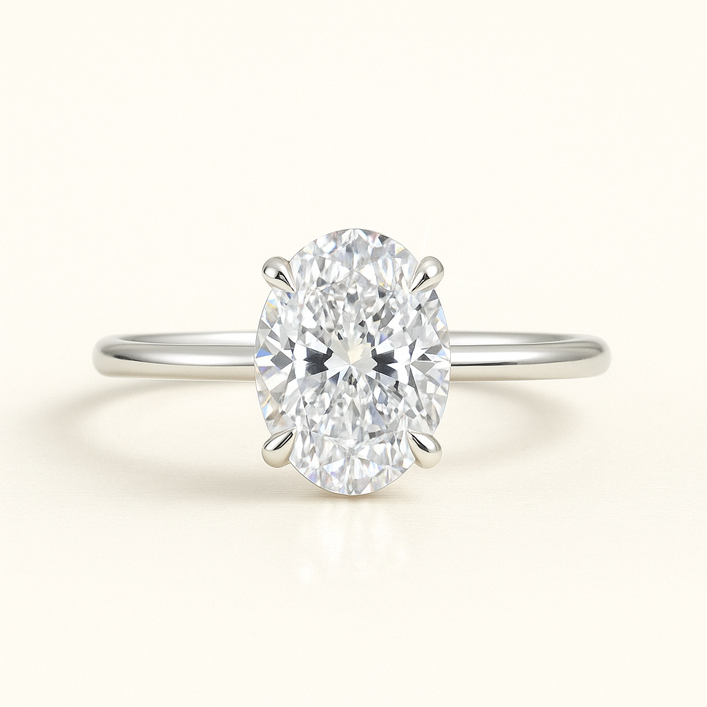 Stacy – Oval Solitär Verlobungsring, natürlicher Diamant
