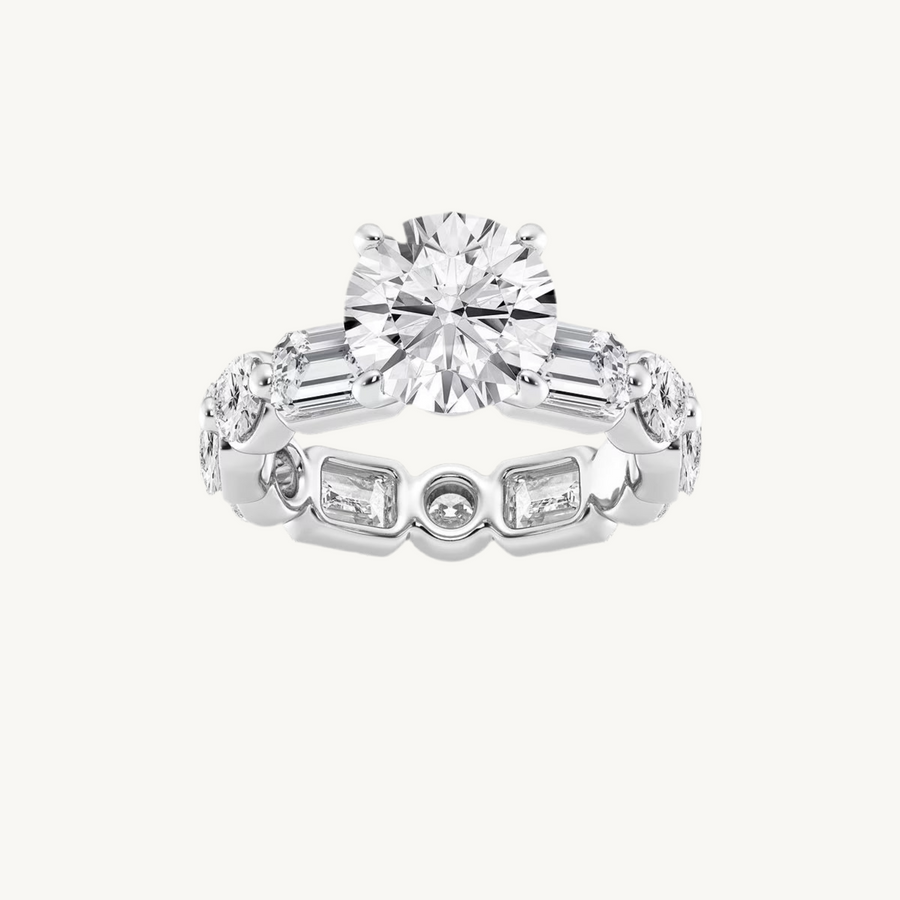 Runder Verlobungsring aus 14 Karat Weißgold mit Labordiamant