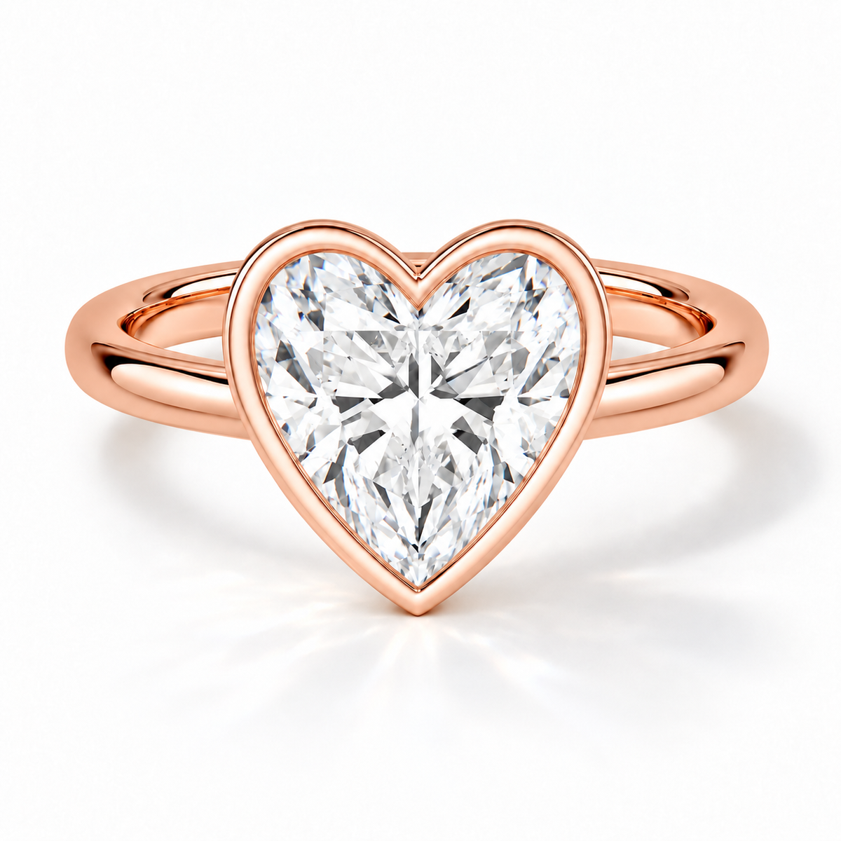 Herz Bezel-Verlobungsring aus Roségold mit Labordiamant