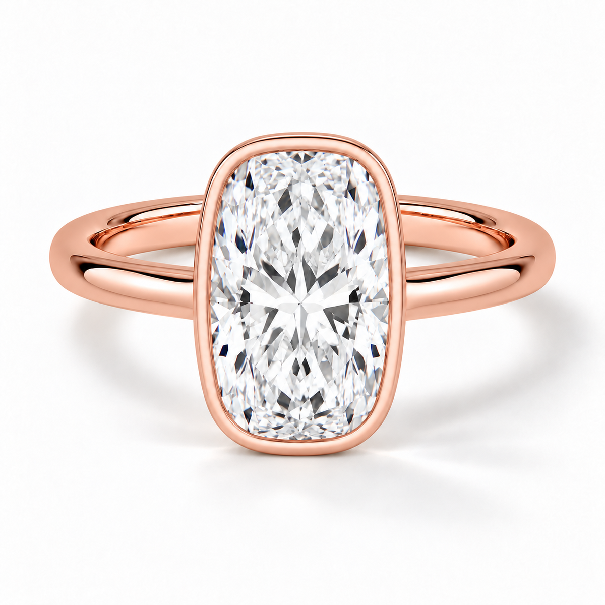 Cushion Bezel-Verlobungsring aus Roségold mit Labordiamant