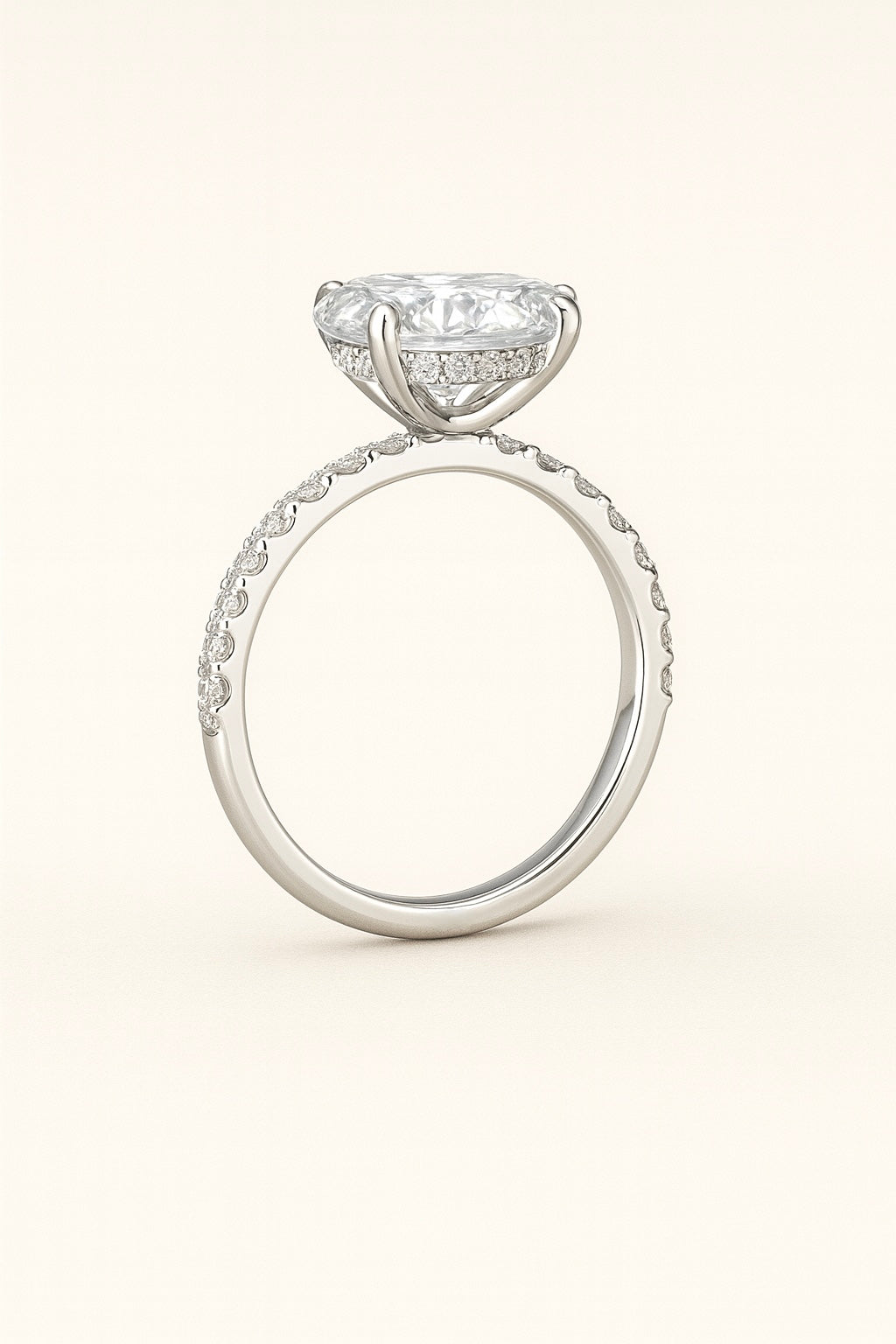 Scarlett – Oval Pavé hidden Halo Verlobungsring, Laborgezüchteter Diamant
