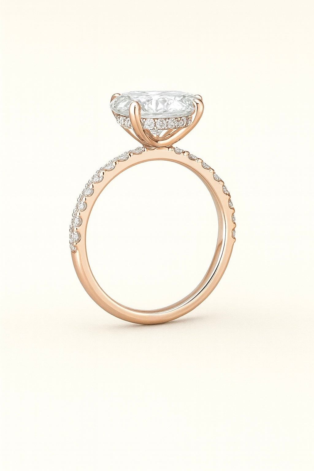 Scarlett – Oval Pavé hidden Halo Verlobungsring, Laborgezüchteter Diamant