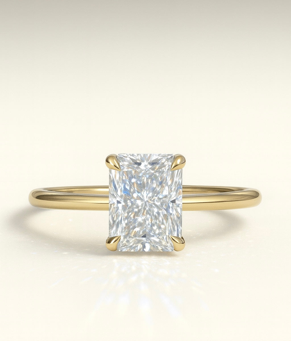 Veronica Radiant Solitär Verlobungsring aus 14k Gelbgold mit einem funkelnden, laborgezüchteten Diamanten – handgefertigt, nachhaltig, von Labgrownlove