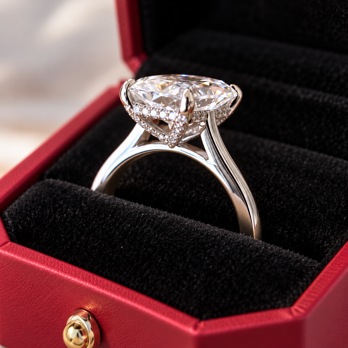 Shirin – Radiant Cathedral mit Hidden Halo Galerieschiene Verlobungsring | Labordiamant