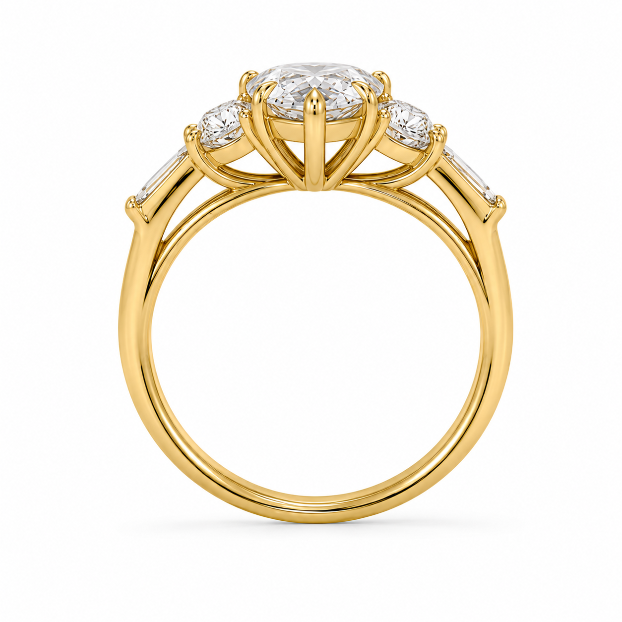 Livia - Marquise oval Baguette Laborgezüchteter Diamant Verlobungsring