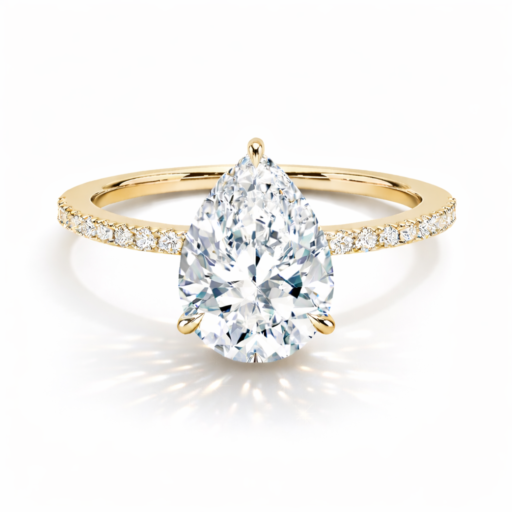 Inna - Tropfen Pavé | hidden Halo Verlobungsring aus 14k Gelbgold mit einem funkelnden, laborgezüchteten Diamanten - handgefertigt & nachhaltig - von Labgrownlove 