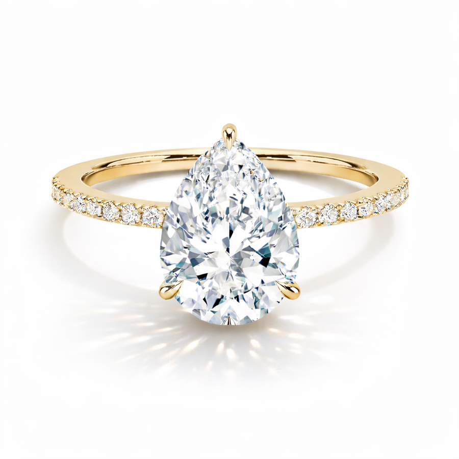 Tropfen Verlobungsring aus 14 Karat Gelbgold mit Labordiamant