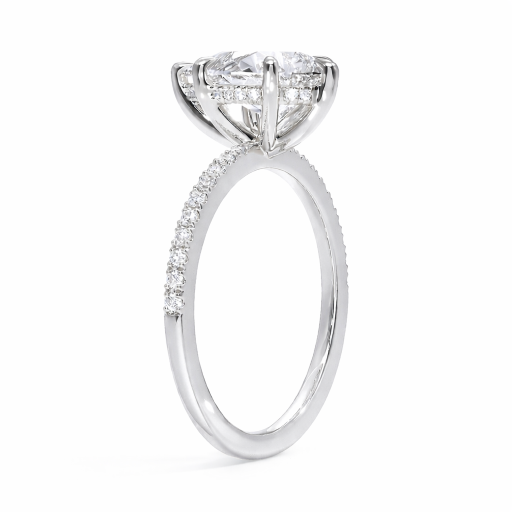 Inna - Tropfen Pavé | hidden Halo Verlobungsring aus 14k Weißgold mit einem funkelnden, laborgezüchteten Diamanten - handgefertigt & nachhaltig - von Labgrownlove 