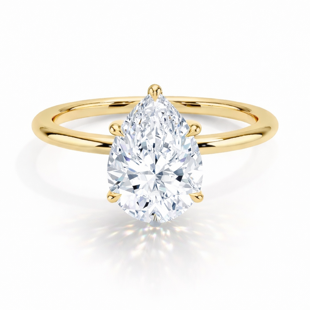 Kate - Tropfen Solitär Verlobungsring aus 14k Gelbgold mit einem funkelnden, laborgezüchteten Diamanten - handgefertigt & nachhaltig - Labgrownlove 