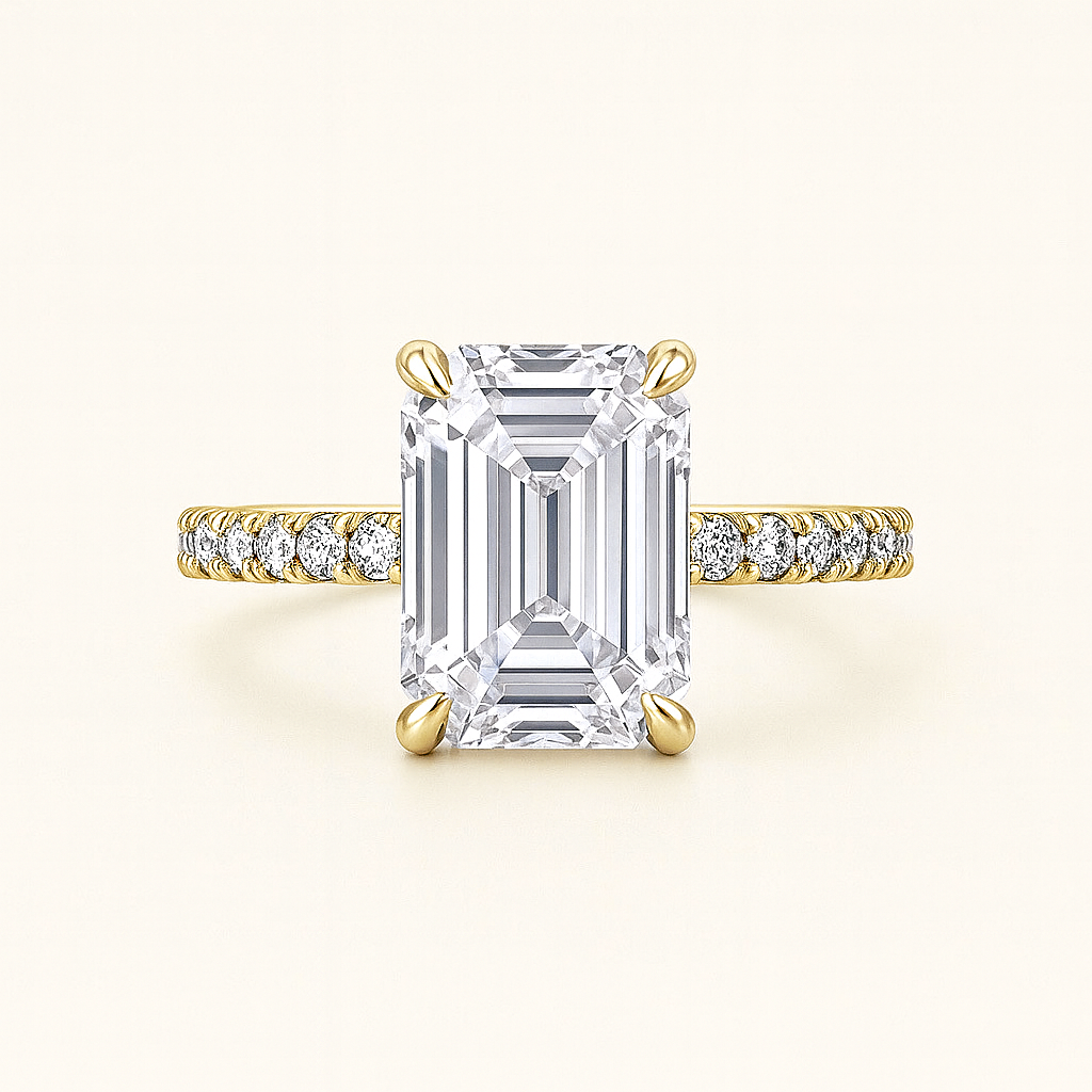 Shelly Verlobungsring – Emerald Cut Lab grown Diamant mit Seitendiamanten Ringe Lab Diamond Labgrownlove Handgefertigt