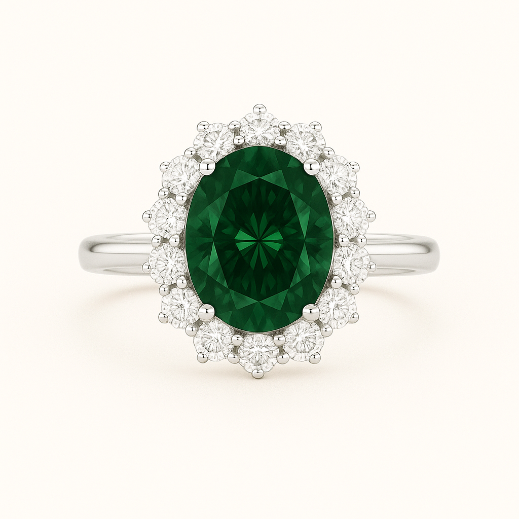 „Petunia“ Halo Brilliant Lab grown Diamant Ringe Lab Diamond Labgrownlove Handgefertigt Jetzt einkaufen oval smaragd