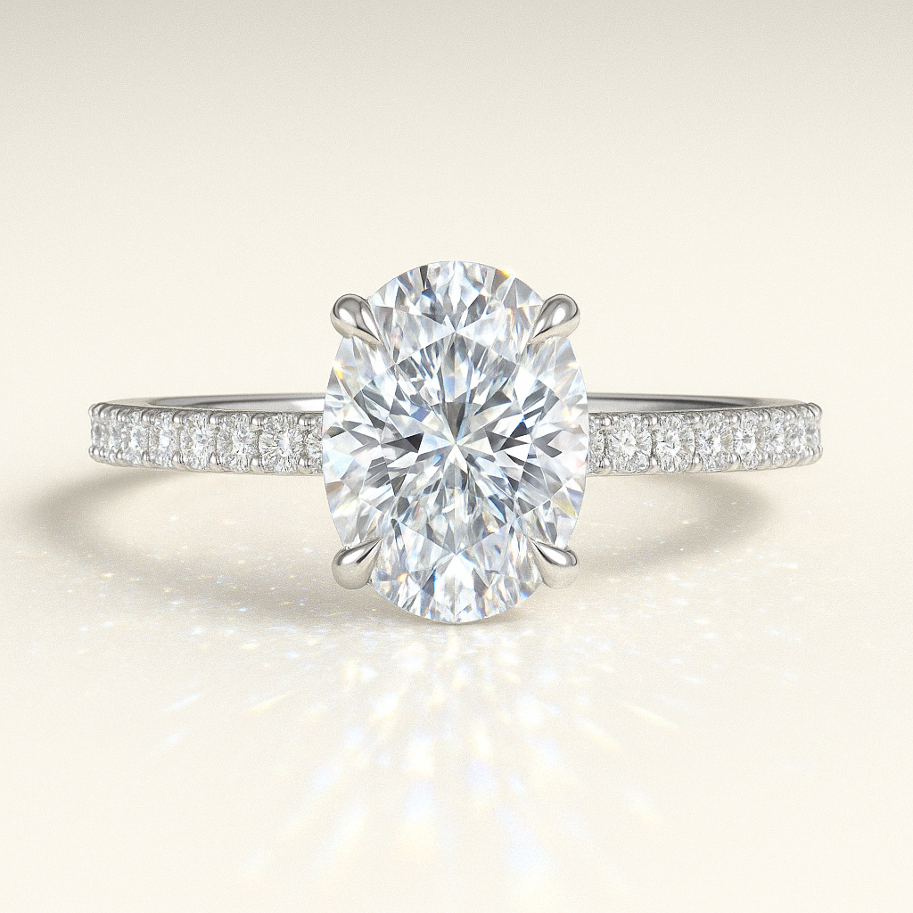 Scarlett – Oval Pavé hidden Halo Verlobungsring, Laborgezüchteter Diamant