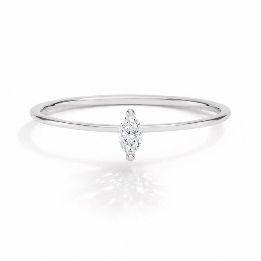 Marquise Solitär-Verlobungsring aus 14 Karat Weißgold mit Diamant