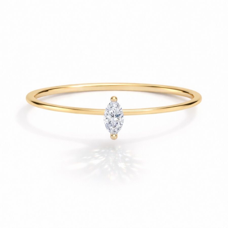Marquise Solitär-Verlobungsring aus 14 Karat Gelbgold mit Diamant