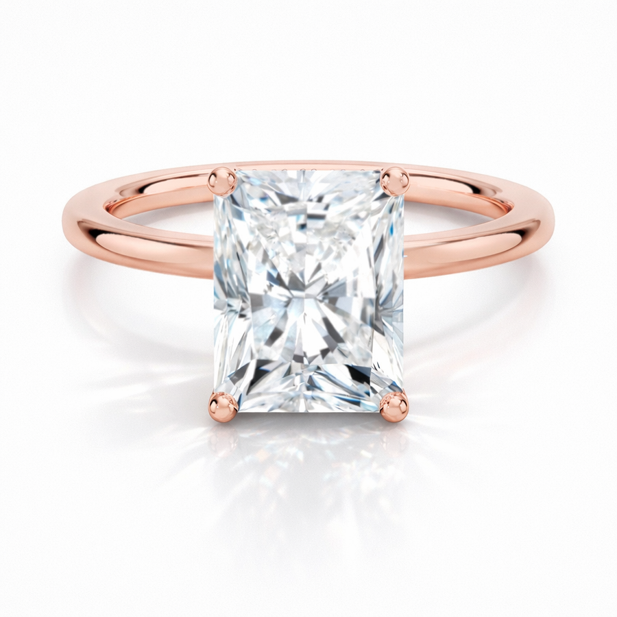 Radiant Verlobungsring aus 14 Karat Roségold mit Labordiamant und Tulpenfassung