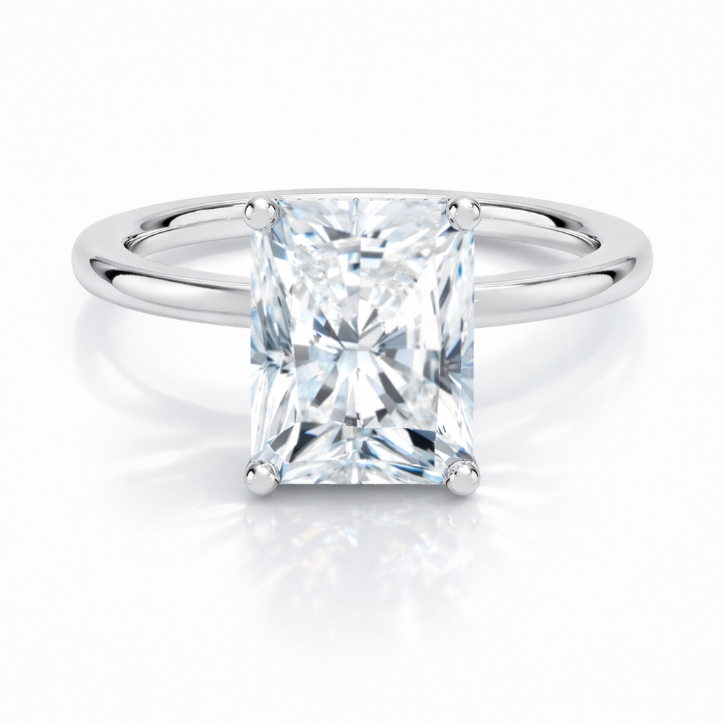 Jenny - Radiant Solitär Verlobungsring aus 14k Weißgold mit einem funkelnden, Laborgezüchteten Diamanten - handgefertigt & nachhaltig - von Labgrownlove 