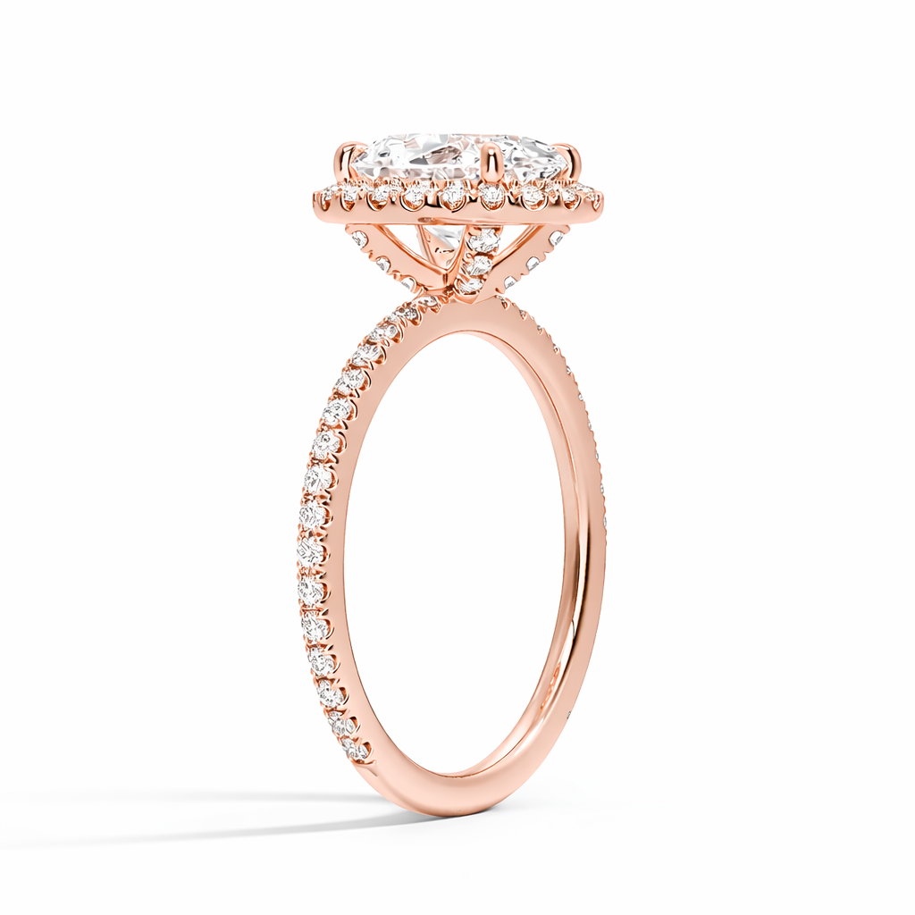 Gaby Oval Halo Pavé Verlobungsring aus 14k Roségold mit funkelndem Diamanten – handgefertigt, nachhaltig & Laborgezüchtet- von Labgrownlove