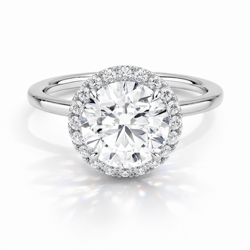 Hailey - Brilliant Halo und hidden halo Verlobungsring aus 14k Weißgold mit einem funkelnden Diamanten- laborgezüchtet, handgefertigt & nachhaltig - von Labgrownlove 