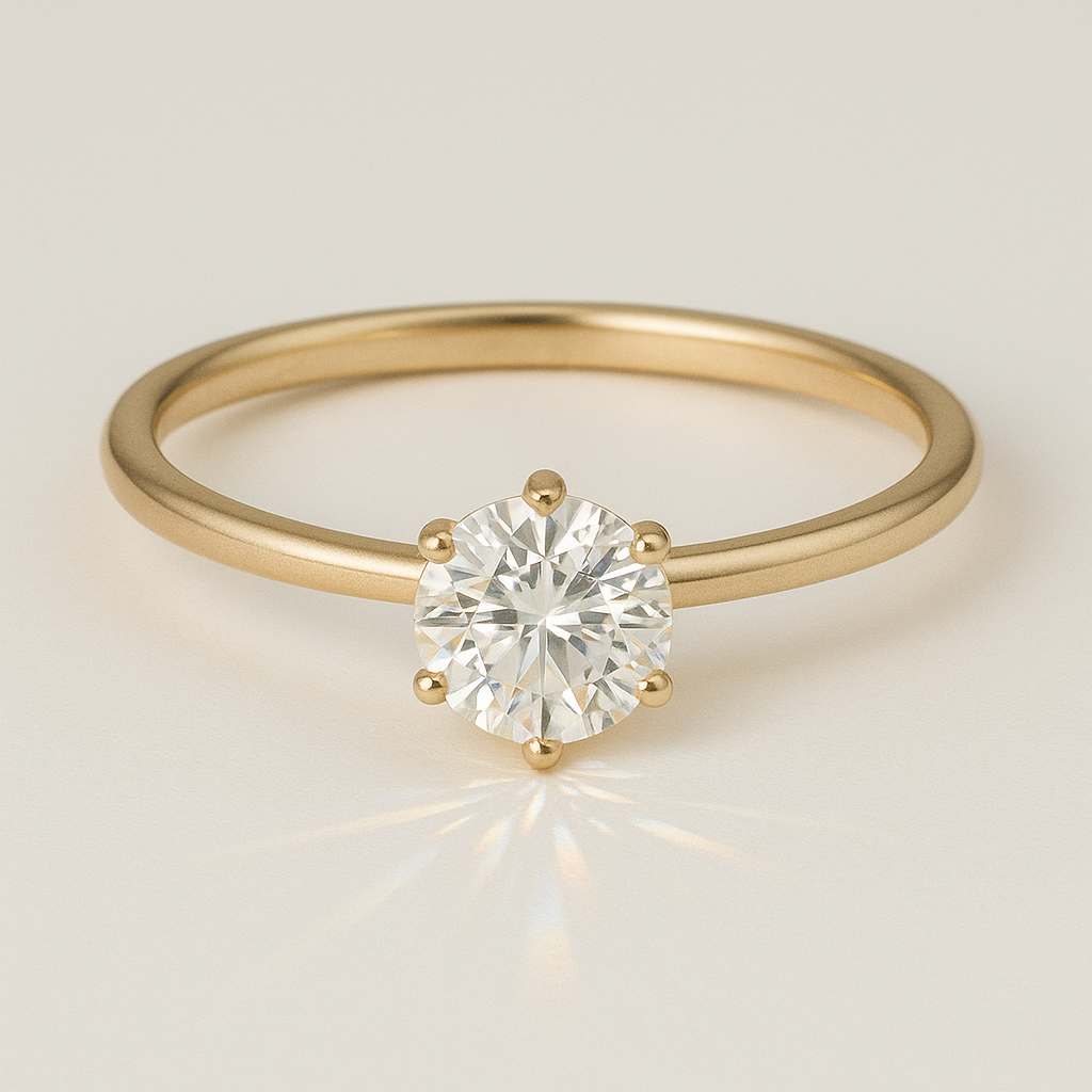 Sveta - Brilliant Solitär Verlobungsring aus 14k Gelbgold mit einem funkelnden, natürlichen Diamanten - handgefertigt & nachhaltig - von Labgrownlove 