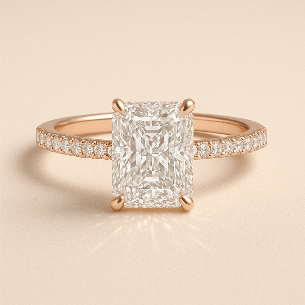 Roya Radiant Eternity Verlobungsring aus 14k Roségold mit einem funkelnden, laborgezüchteten Diamanten – handgefertigt, nachhaltig, von Labgrownlove