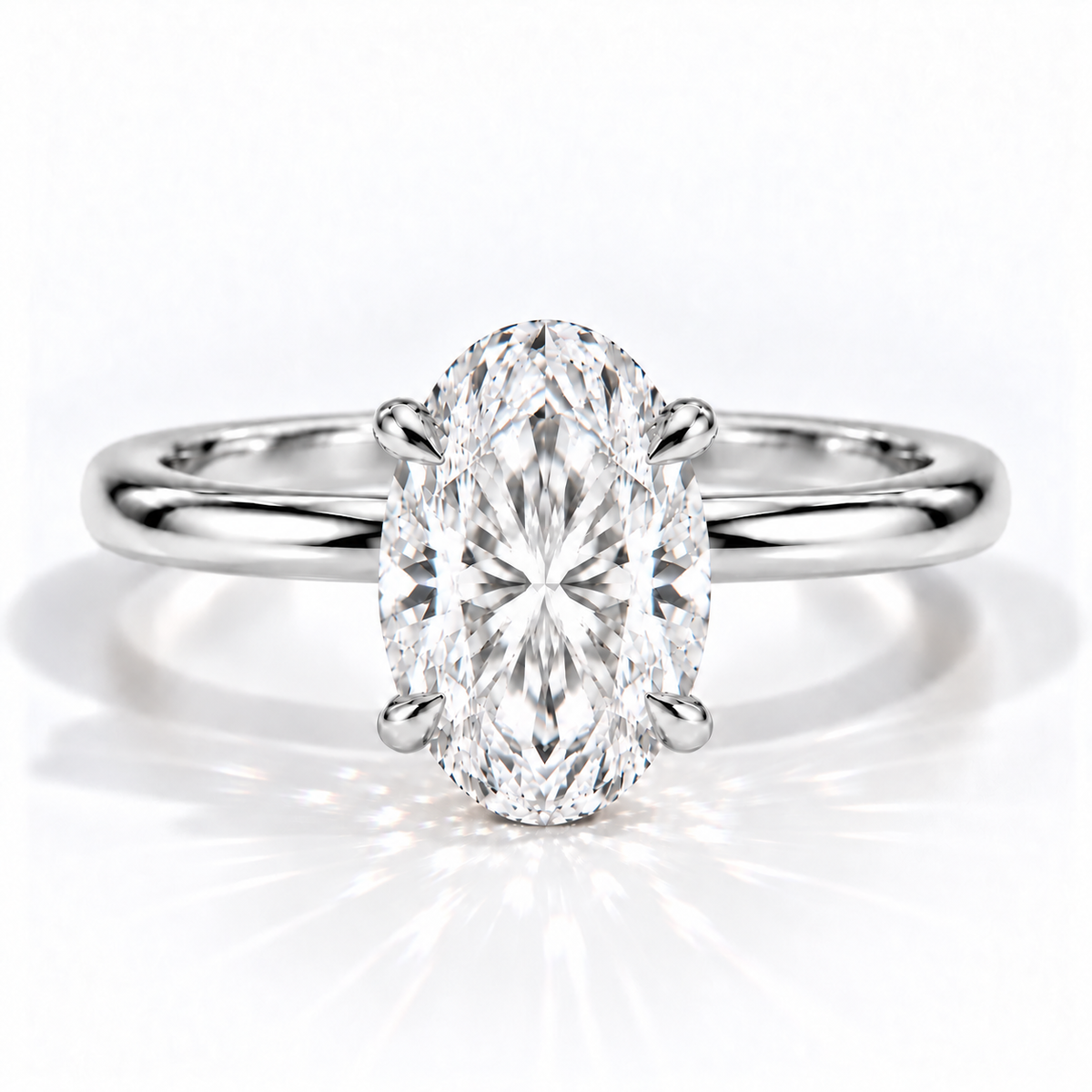 Mira Oval Solitär Verlobungsring aus 14k Weißgold mit einem funkelnden, laborgezüchteten Diamanten – handgefertigt, nachhaltig, von Labgrownlove