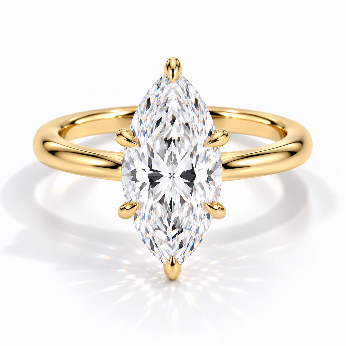 Chanti - Marquise Solitaire Cathedral hidden halo Verlobungsring aus 14k Gelbgold mit einem funkelnden, laborgezüchteten Diamanten - handgefertigt & nachhaltig - von Labgrownlove