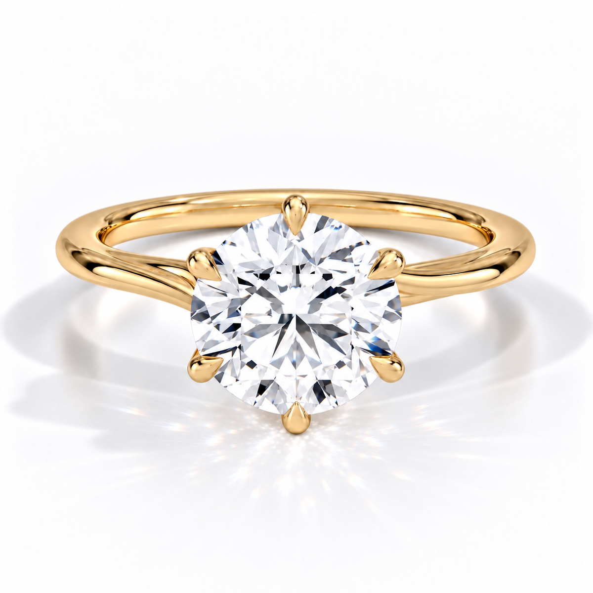 Samy - Brilliant Rund Solitär Cathedral hidden halo Verlobungsring aus 14k und 18k Gelbgold mit einem funkelnden, Laborgezüchteten Diamanten - handgefertigt & nachhaltig - von Labgrownlove 